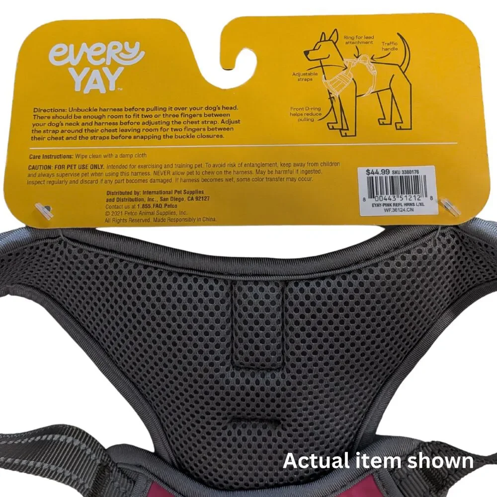 🐕 EveryYay Embrace the Pace Pink Reflective Dog Harness L/XL New